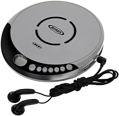 Jensen Limited Edition Black Jensen Slim Personal CD Player System with LCD Display Bass Boost 60-Second Anti Skip CD-R/RW Compatible & Ear-Buds Gift Box