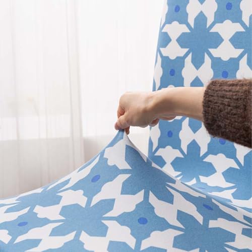 Image of House of Quirk Elastic Chair Cover Stretch Removable Washable Short Dining Chair Cover Protector Seat Slipcover (Pack of 1, Indigo Motif)