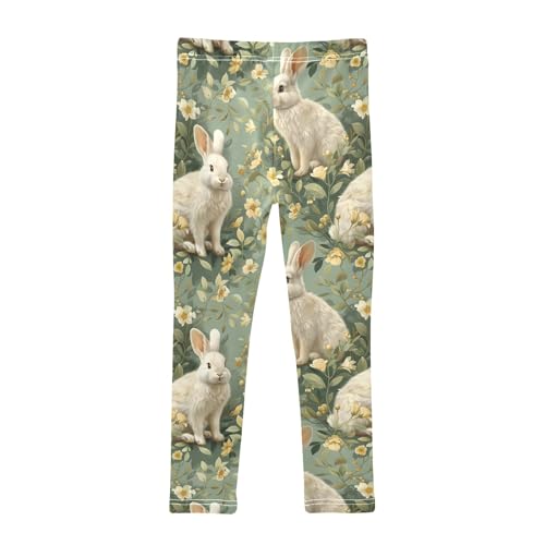 Flower White Rabbit Z Girls Leggings Athletic Pants Tights Stretch Bottom2