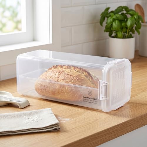 Evite pan duro con este contenedor hermético de almacenamiento transparente con cajón 6
