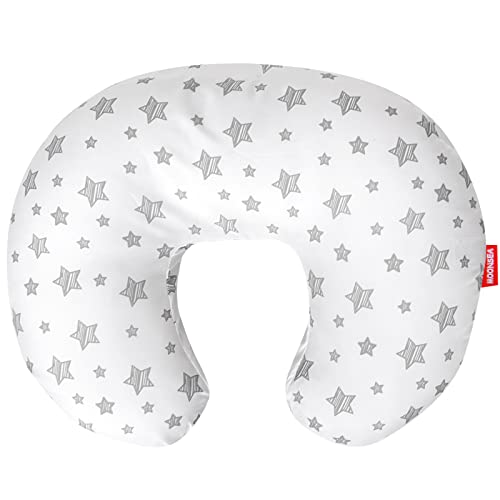 Image of Nursing Pillow Cover for Baby Snug Fits Boppy Nursing Pillows, Super Soft, for Breastfeeding Moms, White Star