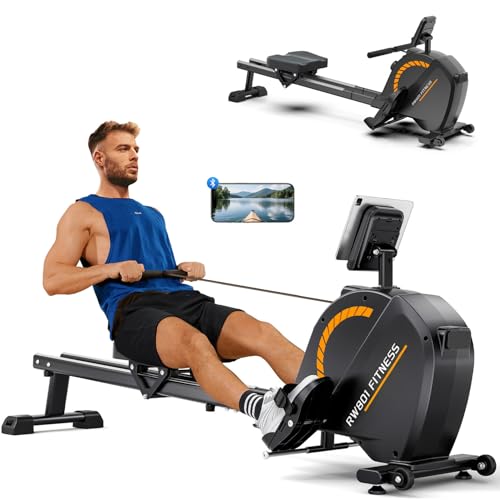 Dripex Rowing Machines for Home Use, Rowing Machine Magnetic Rower, Max 360 LBS, 16 Levels of Workout Resistance, Dual Slide Rail, Bluetooth App Compatible, LCD Monitor, Row Machine for Gym Exercise