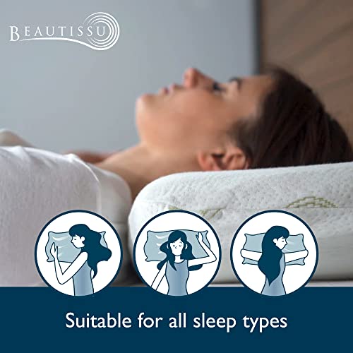Beautissu Almohada Cervical de Espuma de Memoria Beauergo BN cojín ortopedico - 65x40x14 cm - cojin Cervical, Almohada viscoelástica para Cualquier Postura - Forma ergonómica - imagen 10
