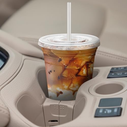 Fogein 16 oz 100 Pack Clear Plastic Cups with Lids and Straw,leak-proof durable,To-Go Cold Coffee Cups,Disposable Cold Drink Cups for Parties, Outdoor Events, Cafes, and Smoothies