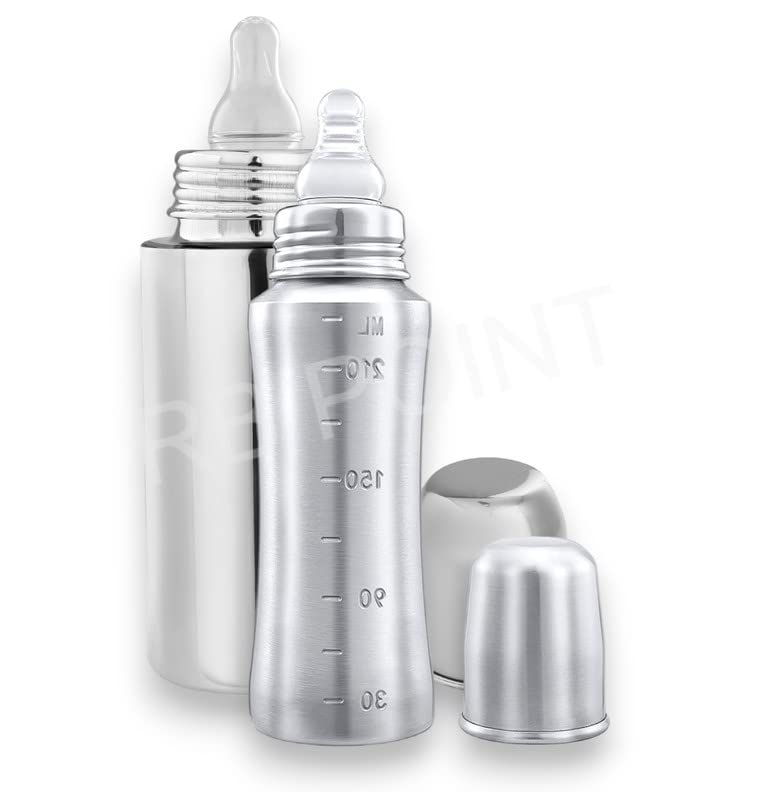Pack of 2 Stainless Steel Baby Feeding Bottle for Kids/Steel Feeding Bottle for Milk and Baby Drinks Zero Percent Plastic No Leakage Rust Proof (240 ML Bottle)