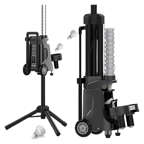Eastnmythet Automatic Badminton Serve Machine, Wheeled Badminton Pitching Training Machine with Smart APP Control, Adjustable Height, 52 Balls Capacity