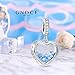 GNOCE Heart-shaped Birthstone Pendant Dangle Charm 925 Sterling Silver Charms Bead Jewelry Gift For Happy Birthday Women Mother's Day (March)