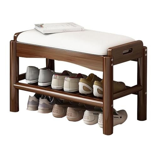 Banc de rangement à chaussures en bois massif moderne pour entrée et bout de lit