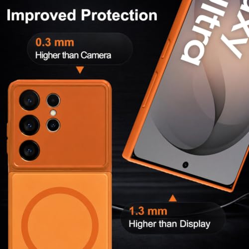 Image of SHINESTAR Luxury Matte Glass Magnetic Phone Case for Samsung Galaxy S26 Ultra 5G | Wireless Charging Support | Camera Lens Protection | Shockproof Slim Protective Back Cover | Orange