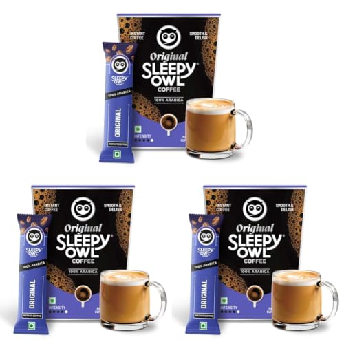 Image of Sleepy Owl Original Freeze Dried Coffee Sachets | 20g - Pack of 30 x 2g Instant Coffee Powder Sachets | 100% Arabica Beans | Aromatic Coffee Pouch | Rich & Smooth | Easy to Use & Carry