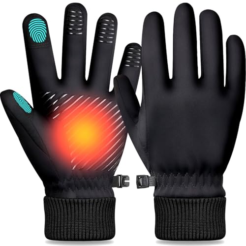 LOUXPERT Winter Waterproof Gloves for Women: Men Thermal Water Proof Touch Screen Gloves for Running Hiking, Cold Weather Touchscreen Fingers Warm Snow (Black, Medium)