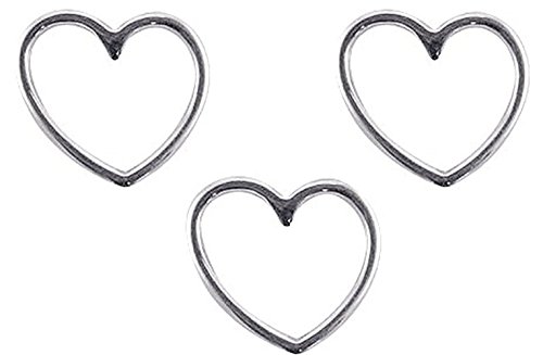 Nuoli Charms Colgante Corazón Plata (3 Piezas) Pulsera Colgante 15 x 16mm, Dije de Metal DQ, Conectores de joyería