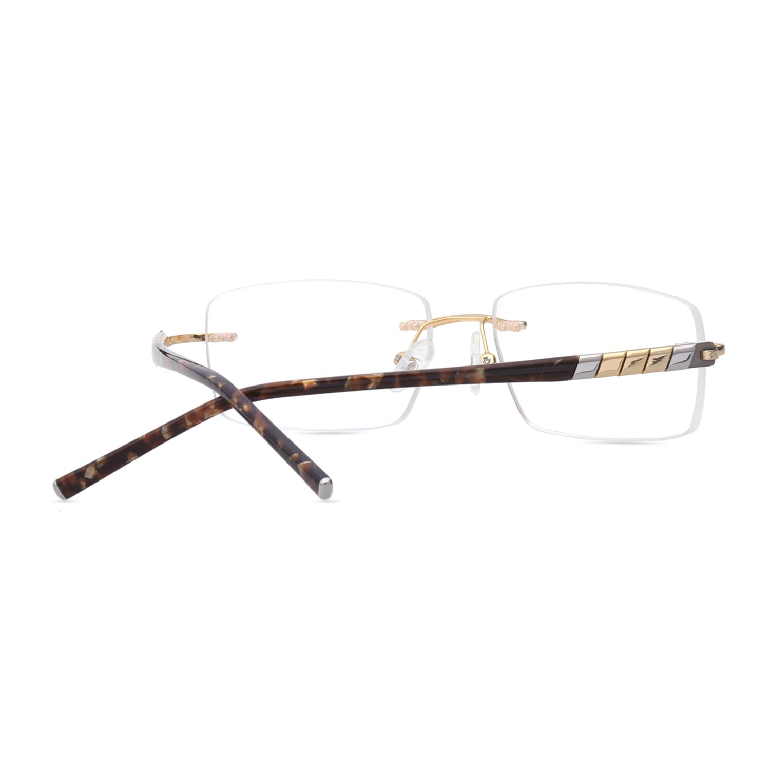 HELES - Occhiali da lettura da uomo, rettangolari, in titanio e policarbonato, con blocco della luce blu, antiriflesso, Oro, +3.50 Strength