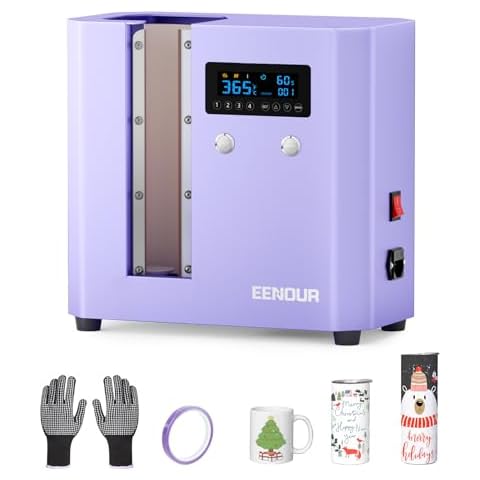 EENOUR Auto Tumbler Heat Press Machine - Seamless Automatic Rotation Full Print Heat Press with Pressure Setting, 4 Memory Modes, Even Heating for 11-32oz Sublimation Tumblers, Mug, Glasses (Purple) Cover