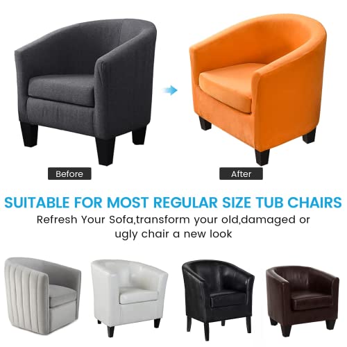 Mingfuxin 2 Pieces Tub Chair Covers,Upgraded 2 IN 1 Design Stretch Velvet Armchair Sofa Slipcover with Cushion Cover - Image 4