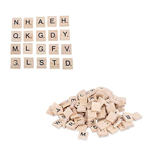 Wood Letter Tiles 100 piezas en madera para manualidades miniatura 2