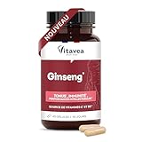 Vitavea Bien-être – Ginseng, Vitamine C & B5 – Complément alimentaire Vitalité & Tonus – Réduction de la fatigue – Vitamine B5 – 40 gélules végétales – Fabriqué en France