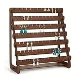 Soporte de madera para aretes, soporte de exhibición rústico, torre de joyería de 7 capas, organizador fiable para mujeres y niñas, práctico estante de almacenamiento para accesorios, herramienta de