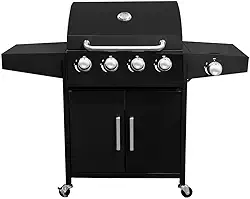 Churrasqueira a Gás 4 Queimadores Centrais 1 Lateral Americana a Bafo Carrinho