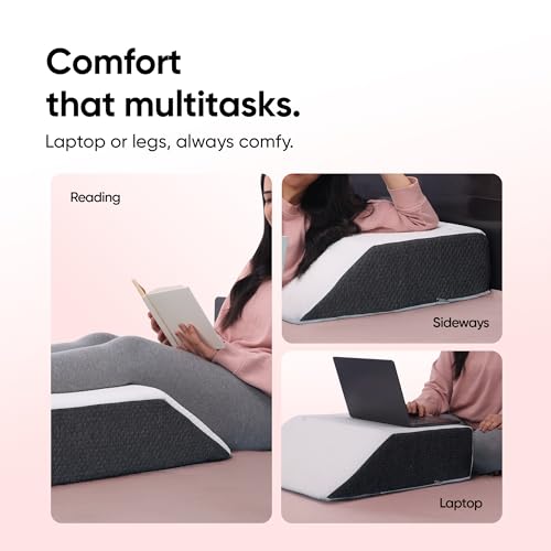 Image of Frido Leg Elevation Wedge Pillow for Edema, Varicose Veins, Fracture | High Resilience Foam Cushion for Leg, Knee & Thigh Support | Back Pain & Swelling Relief | Lightweight (White & Grey)