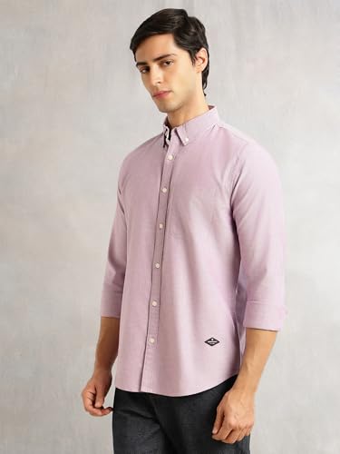Image of Thomas Scott Men's Premium Slim Fit 100% Cotton Casual Shirt | Button-Down Collar | Full Sleeves | Solid Shirt for Men