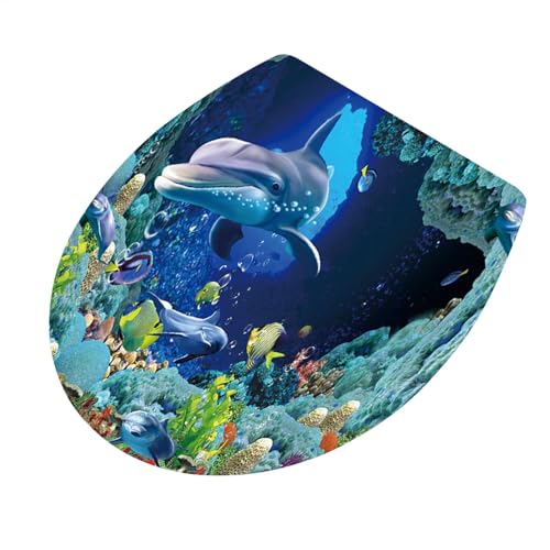 Cubierta De La Cubierta Del Inodoro De Pescado, Cubierta Del Tanque Del Inodoro Del Mar - Tanque Del Tanque De Impresión Animal - Autoadhesivo De La Decoración Del Baño Del Baño Pegatinas