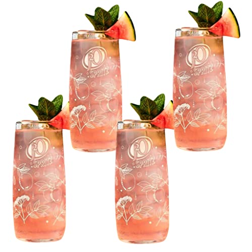 GarageBar | J2O Glass | J2O Blends J20 Spritz | Official Merchandise | Comes with 2X Coasters (4, J2O Spritz Tall - 43cl)