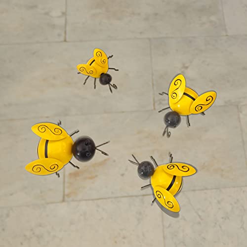 Qmcahce Metal Wall Art 4 Pack, Metal Wall Art Bee 3D Sculpture, Hanging Bee Wall Decor For Outdoor Home Garden, Courtyard, Lawn #TOP6
