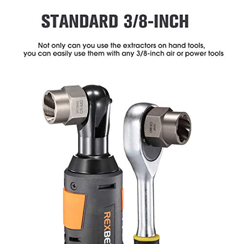 REXBETI Impact Bolt & Nut Remover Set, 13 Pieces Bolt Extractor Tool Set with Solid Storage Case