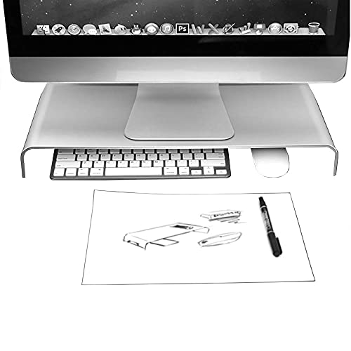 Preisvergleich Produktbild LHZTZKA Aluminium Monitor Stand Ergonomischer Bildschirmständer Bildschirmerhöhung Halterung für Monitor / Laptop / iMac / MacBook, 8-25 Kg Belastbarkeit, Silber-38 * 22 * 6cm-3MM