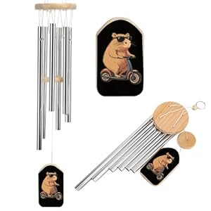 Cute Capybara Scooter Fashion Wind Chimes for Outside Calming Sound for Patio Garden Yard Home Decor