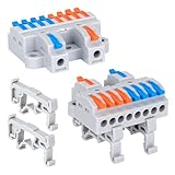 TOKCKYBL 6PCS DIN Rail Terminal Blocks - 600V 32A Electrical Connectors, Flame-Retardant PC Material for Industrial Control Cabinet Wiring, 28-12AWG (2 in 8 Out)