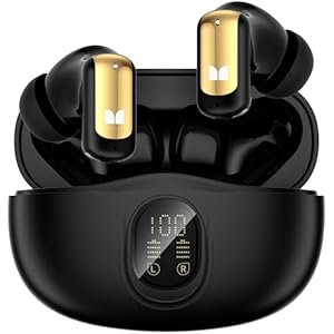 Monster N-Lite 217 Wireless Earbuds, Immersive Stereo Sound, Bluetooth 6.0 in-Ear Headphones, Built-in Smart Noise Cancelling Mic for Clear Calls, Comfortable Fit, 32H Playtime, IPX6 Waterproof, Black