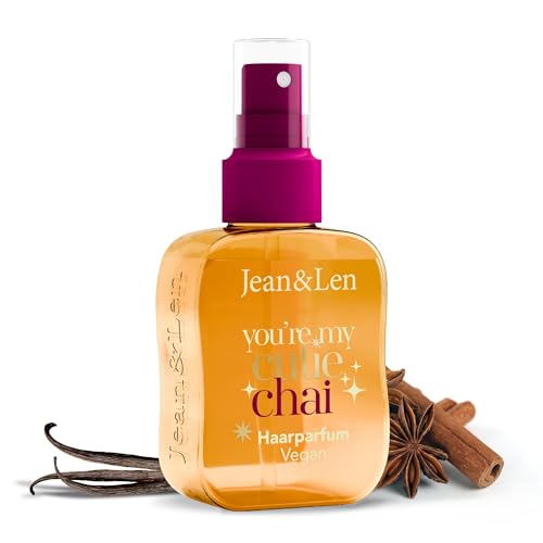 Jean & Len profumo per capelli You're My Cutie Chai, formulazione nutriente con aminoacidi e pantenolo, profumo invernale di spezie chai, vaniglia e arancia, con particelle di glitter oro, 105 ml