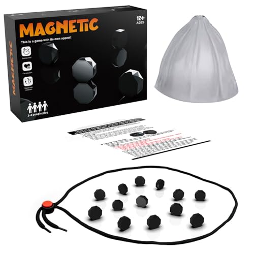 2025 Juego de ajedrez magnético, 20 Piezas Piedras magnéticas de ajedrez, Juego de Mesa(Negro)
