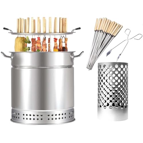 Fumoir et barbecue au charbon sans fumée vertical avec grille rotative
