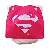 Bumkins Cloth Diaper Snap All-In-One (AIO) or Pocket with Cape, 7-28lbs, DC Comics Superman Pink