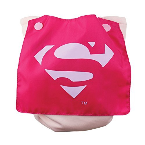 Bumkins Cloth Diaper Snap All-In-One (AIO) or Pocket with Cape, 7-28lbs, DC Comics Superman Pink