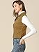 Allegra K Women's Washed Denim Buttoned Vest W Flap Pockets Medium Khaki