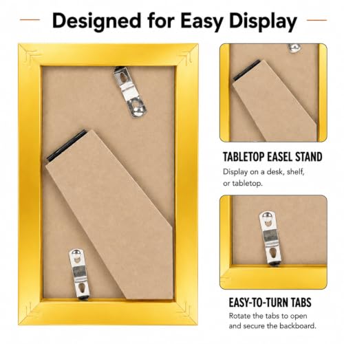 Image of JCJMY 3x4 Picture Frame Gold for Wall Hanging or Tabletop, Wall Mounting Horizontally or Vertically, 3 x 4 Wall Gallery Poster Photo Frame with Shatter Resistant Plexiglass, Gold