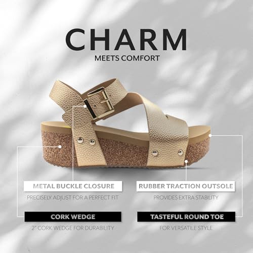 VOLATILE Women's Biloxi Vegan Leather Strappy Wedge Sandal3