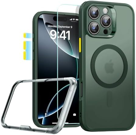 ESR for iPhone 16 Pro Max Case (4 in 1) Set, Translucent Matte Case, Compatible with MagSafe, Military-Grade Protection, Classic Series,Frosted Green