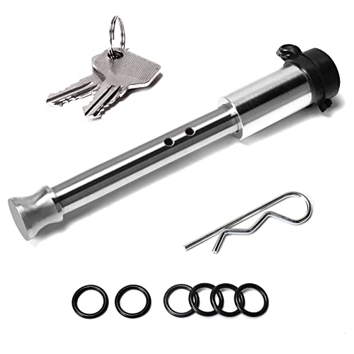 Crosship Heavy Duty Stainless Steel Trailer Hitch Lock, 5/8" Pin Diameter With Weather Resistant Rubber Cap, Fits 2 Or 2-1/2 Or 3 Inch Receiver With O-Rings For Class I, Ii, Iii, Iv, V Hitch, 1Pack #TOP2