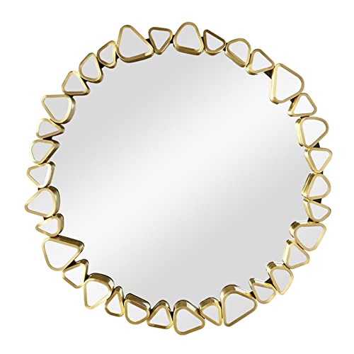 Bathroom mirror Espejo de baño montado en la Pared Europeo, Espejo Decorativo HD Redondo, Marco de Madera, Espejo artístico, Espejo de Maquillaje para Dormitorio (diámetro 70/80/90cm) Cover