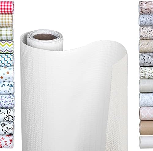 Smart Design Bonded Grip Shelf Liner - 12 Inch x 10 Feet - Non Adhesive, Strong Grip Bottom, Easy Clean Kitchen Drawer, Cabinet, Cupboard Dresser Protector Cover, Non Slip Rubber Mat - White