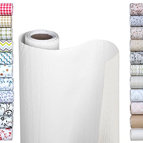 Smart Design Bonded Grip Shelf Liner - 12 Inch X 10 Feet - Non Adhesive, Strong Grip Bottom, Easy Clean Kitchen Drawer, Cabinet, Cupboard Dresser Protector Cover, Non Slip Rubber Mat - White #TOP2