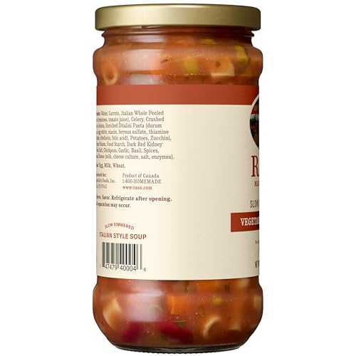 Image of Rao's Homemade Vegetable Minestrone Soup, 16oz, Real Vegetables, Traditional Italian Heat and Serve Soup (Pack of 4)