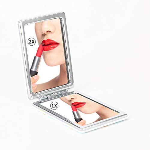 Dynippy Compact Mirror Square Pu Leather Makeup Mirror For Purses Small Pocket Mirror Portable Hand Mirror Double-Sided With 2 X 1X Magnification For Woman Mother Great Gift - Marble 1 #TOP4