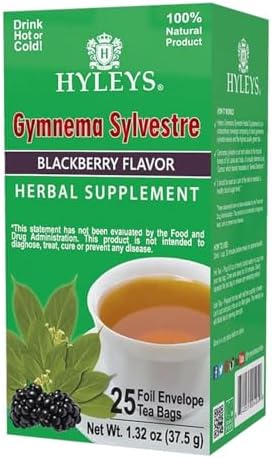 Hyleys Gymnema Sylvestre Green Tea, Blackberry, 300 Tea Bags (12 Pack)