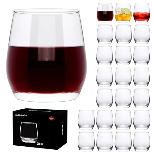 Cadamada Wine Glasses,12oz Stemless Wine Glass,for Red or White Wine,High-end Banquet, Party, Bar, Wedding, Gift (24 pcs)